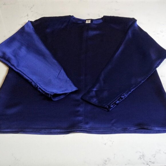 Lord & Taylor Navy Silk Dolman Sleeve LS Blouse - Picture 4 of 9